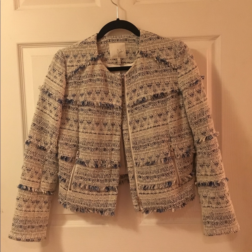 Joie Blue and White Tweed Jacket